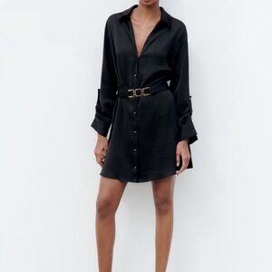 New with tags ZARA black belted shirt dress